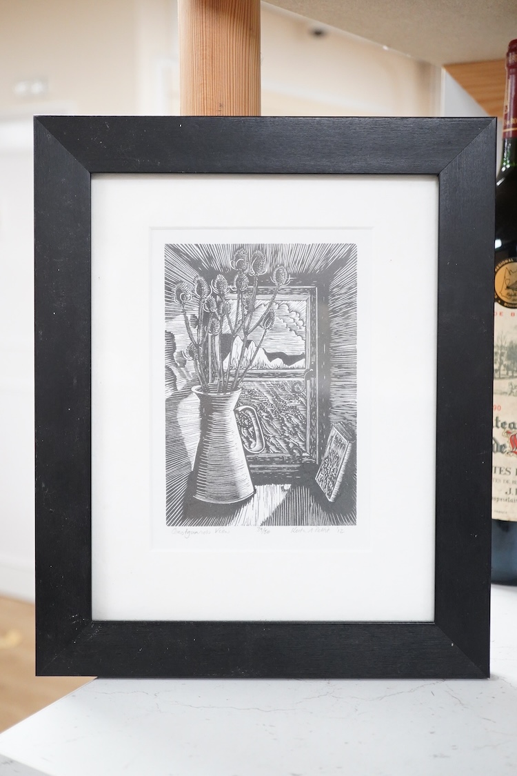 R. A. Pettit, Coastguards View, signed, inscribed and dated '12, limited edition 39/50, wood engraving, 16 x 10cm
